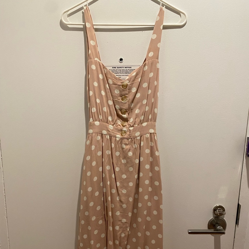 Reformation polka dot open back dress